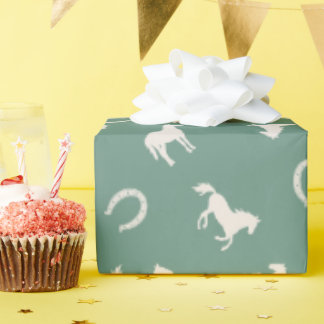 Papel de regalo ecuestre de caballo y herradura