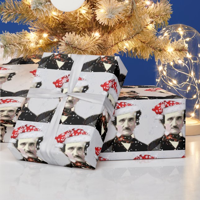 Papel De Regalo Edgar Allan Poe Santa Hat autor de poetas (Vacaciones)