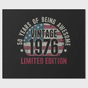 Papel De Regalo Edición Limitada Cumpleaños 50 Años Antiguo 1976 5