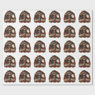 Papel De Regalo Edición Vintage Halloween Night Shift Raccoon Haun