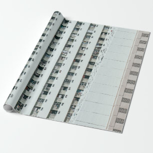 PAPEL DE REGALO EDIFICIO DE CONCRETO BLANCO Y AZUL