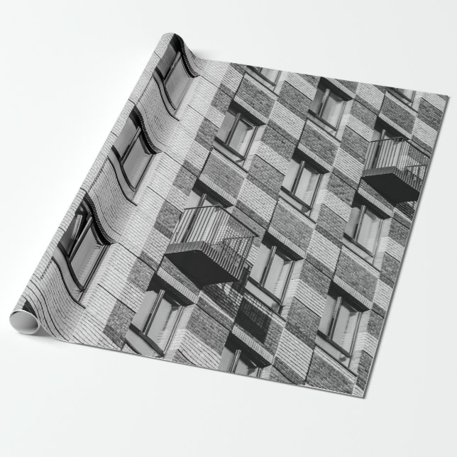 PAPEL DE REGALO EDIFICIO DE CONCRETO BLANCO Y NEGRO (Desenrollado)