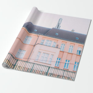 Papel De Regalo EDIFICIO DE CONCRETO naranja Y BLANCO