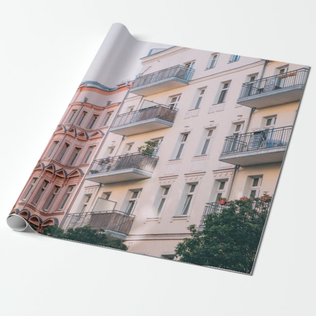 PAPEL DE REGALO EDIFICIOS BLANCOS Y RODORES (Desenrollado)