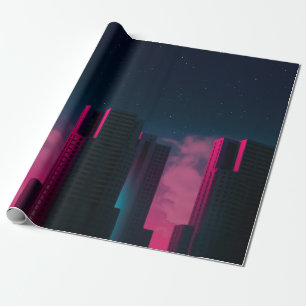 PAPEL DE REGALO EDIFICIOS CONCRETOS CERCA DE LAS NUBES BLANCAS