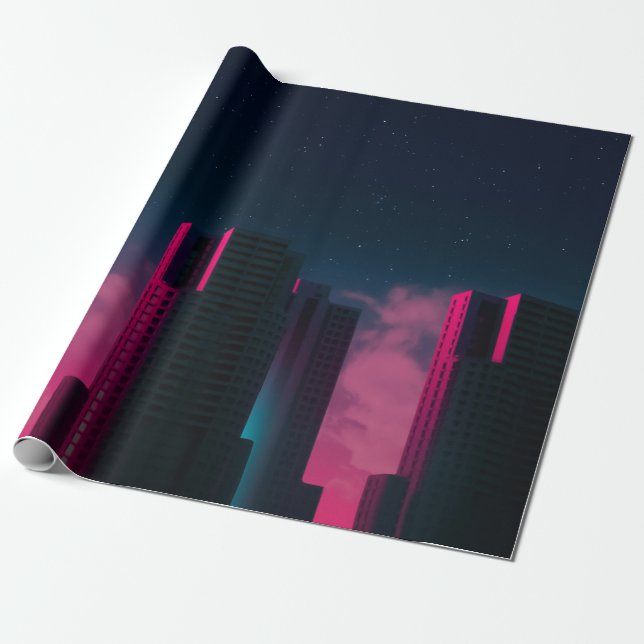 PAPEL DE REGALO EDIFICIOS CONCRETOS CERCA DE LAS NUBES BLANCAS (Desenrollado)