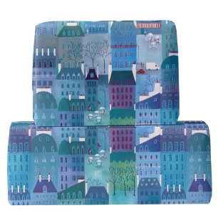 Papel De Regalo Edificios de París Arte Azul