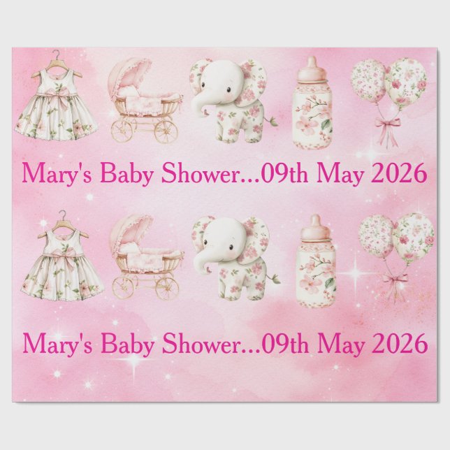 Papel De Regalo Editable Pink Chinoiserie Wrapping Paper (Superficie plana)