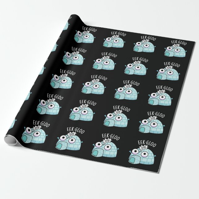 Papel De Regalo Eek-gloo Funny Igloo Pun Dark BG (Desenrollado)