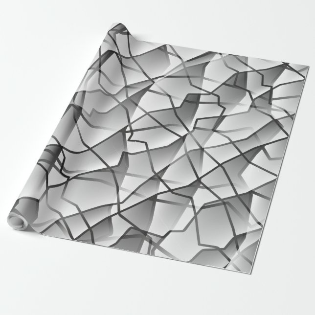 Papel De Regalo Efecto de malla geométrica monocromo amigable (Desenrollado)