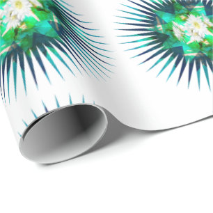 Papel De Regalo Efecto Kaleidoscopio de Flor de Aqua Cactus,