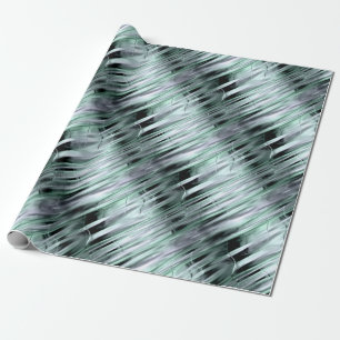 Papel De Regalo Efecto metálico verde y plateado