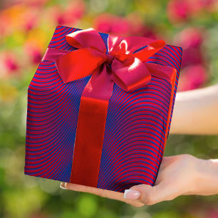 Papel De Regalo Efecto Moiré rojo y azul Efecto Trippy moderno Res