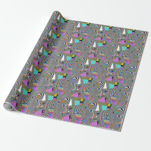 Papel De Regalo Efectos digitales abstractos vibrantes, patrón col