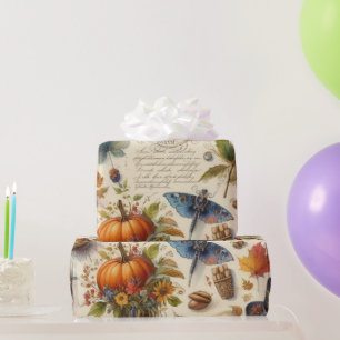 Papel De Regalo Efímera acuarela antigua de otoño