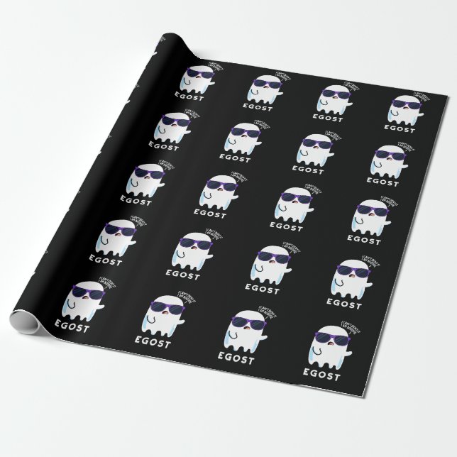 Papel De Regalo Egost Funny Halloween Ego Ghost Pun Dark BG (Desenrollado)