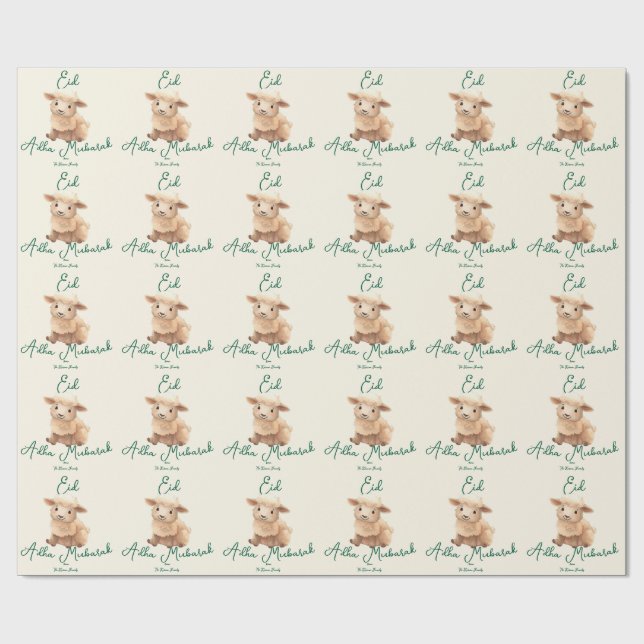 Papel De Regalo Eid  Al Adha Beige Cute Sheep Dinner  (Superficie plana)