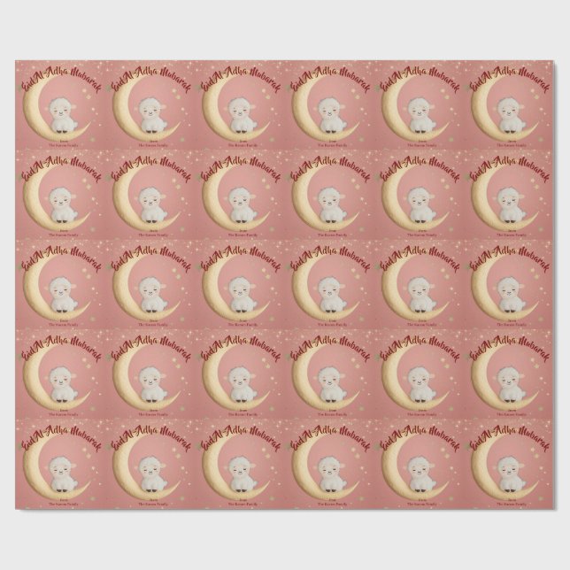 Papel De Regalo Eid Al-Adha Mubarak Rosa (Superficie plana)