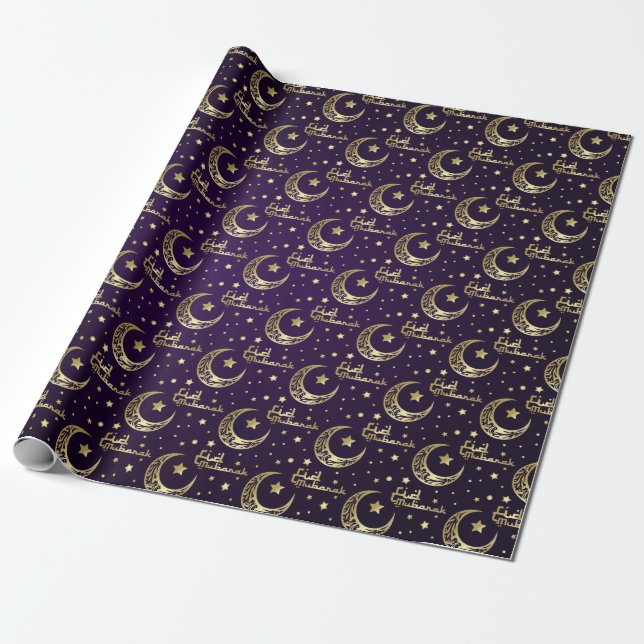 Papel De Regalo Eid Mubarak - Feliz Eid - Ramadán Kareem (Desenrollado)