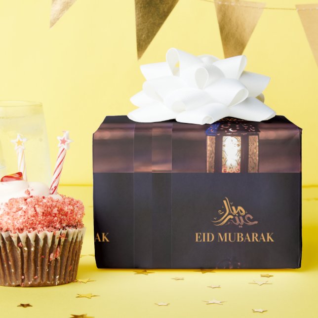 Papel De Regalo Eid Mubarak Lantern Glow Arabic Calligraphy Art (Fiesta de cumpleaños )