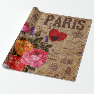 Papel De Regalo Eiffel Tower Vintage French