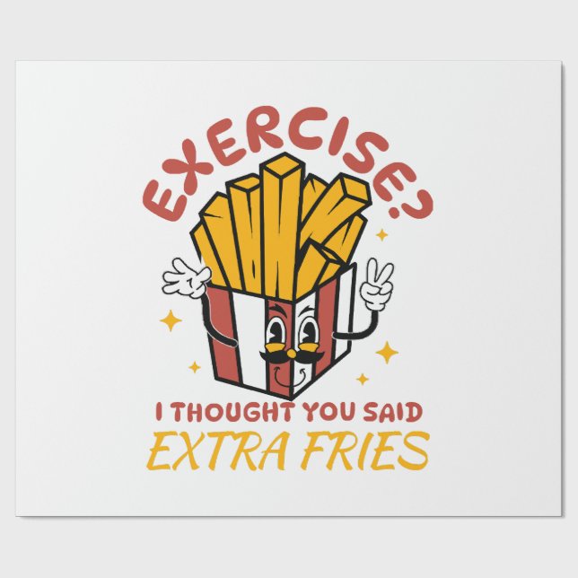 Papel De Regalo Ejercicio pensé que dijiste papas fritas extra (Superficie plana)