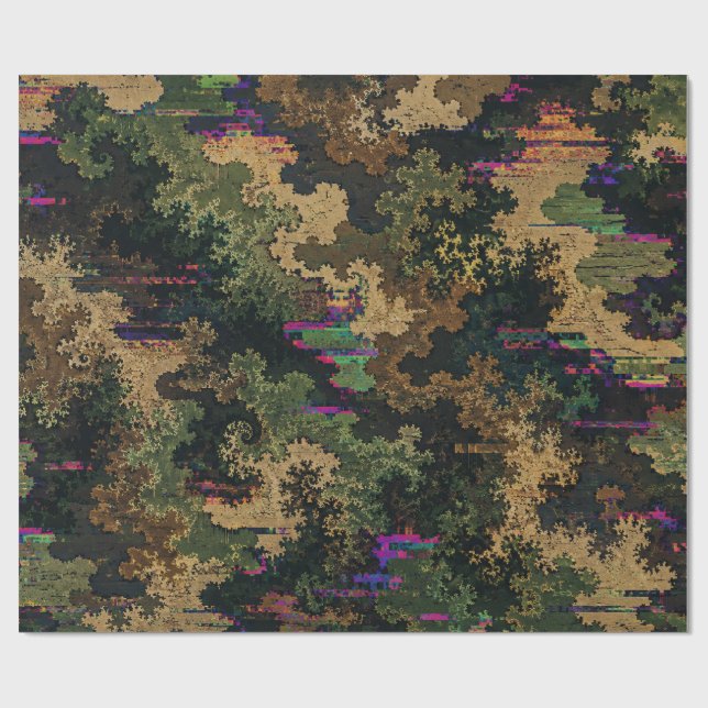 Papel De Regalo Ejército Camuflaje Glitch (Superficie plana)