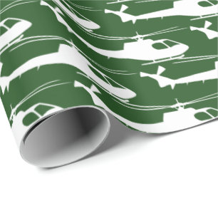 Papel De Regalo Ejército piloto militar de helicópteros verde