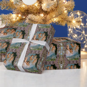 Papel De Regalo El amor cherub recorre a los Navidades de la ciuda
