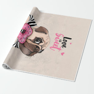 Papel De Regalo El amor del perro de pug es un regalo dulce, la id