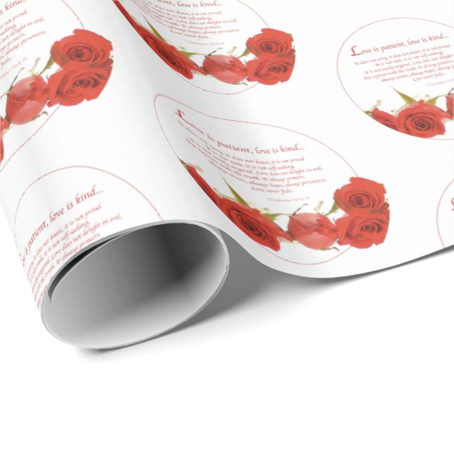 Papel De Regalo El amor es Rosa Roja Paciente (Esquina del rollo)