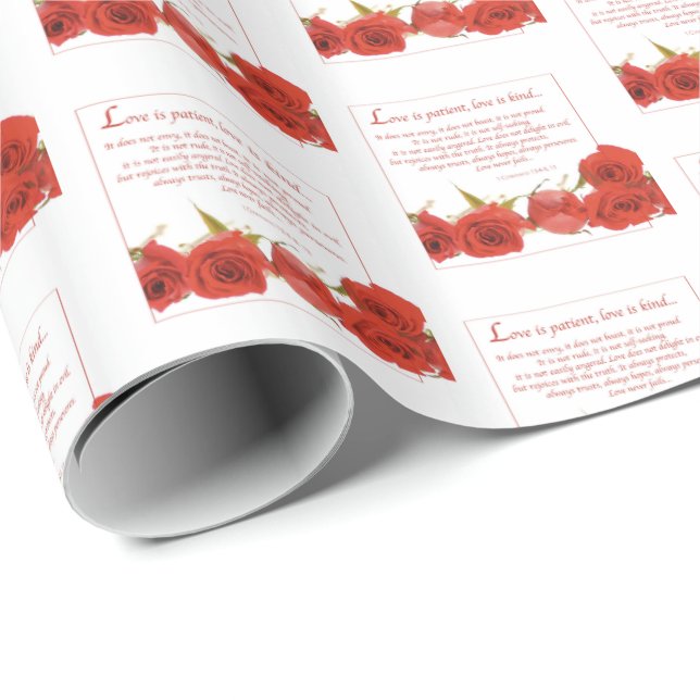 Papel De Regalo El amor es Rosa Roja Paciente (Esquina del rollo)