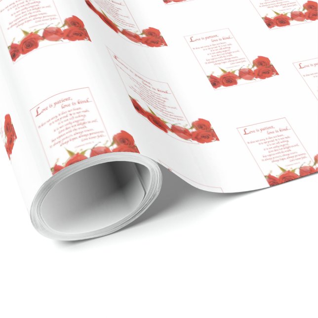 Papel De Regalo El amor es Rosa Roja Paciente (Esquina del rollo)