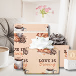 Papel De Regalo El amor está preparando café, ducha de novias fran<br><div class="desc">¿Buscas ideas únicas de ducha de novias inspiradas en el café? No hay más que mirar nuestro amor es preparar café Novias Francesas Ducha Wrapping Papel. Este exquisito diseño está decorado con delicados cruasanes pintados con acuarela y una taza de café, que evocan una sensación de romanticismo y un fiesta...</div>