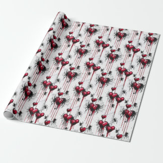 Papel De Regalo El amor gótico Spooky Spider Web con corazones