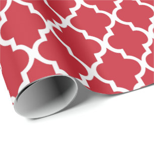 Papel De Regalo El arándano Quatrefoil rojo teja el modelo