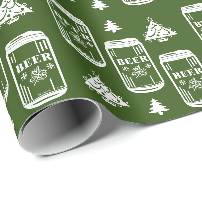Papel De Regalo El árbol de Navidad de Cerveza en verde (Esquina del rollo)