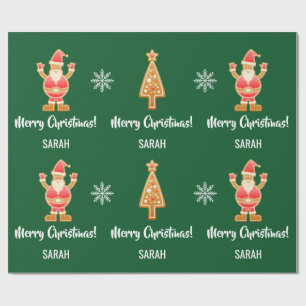 Papel De Regalo El árbol de Navidad Gingerbread Santa Nieve Perso