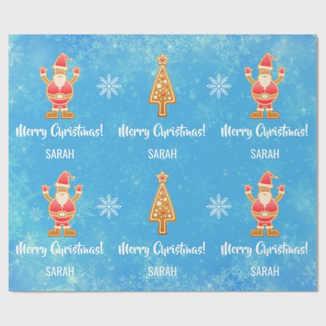 Papel De Regalo El árbol de Navidad Gingerbread Santa Nieve Person (Superficie plana)