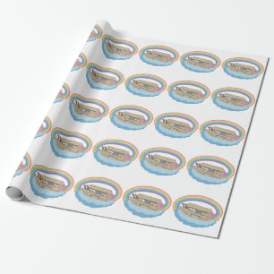 Papel De Regalo el arca de Noé arcoiris sobre blanco