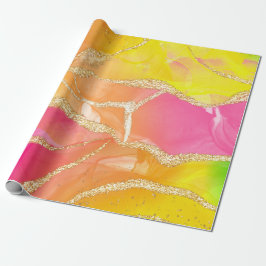 Papel De Regalo El arcoiris colorido Agate rosa y Naranja y verde