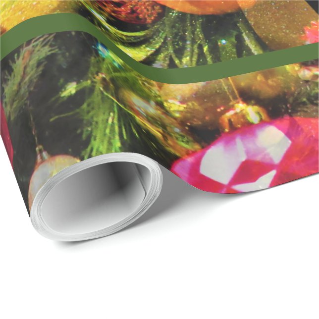 Papel De Regalo El arte del árbol de Navidad y la frontera verde e (Esquina del rollo)