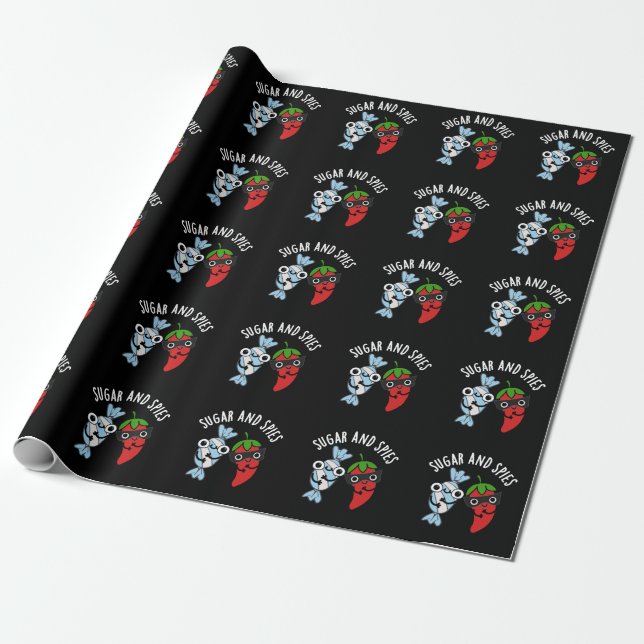 Papel De Regalo El Azúcar Y Los Espías Funny Food Pun Dark BG (Desenrollado)