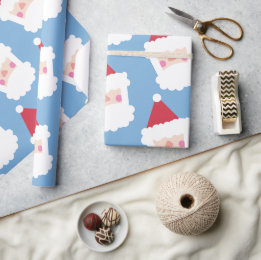 Papel De Regalo El azul Minimalista moderno de Santa Claus