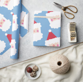 Papel De Regalo El azul Minimalista moderno de Santa Claus