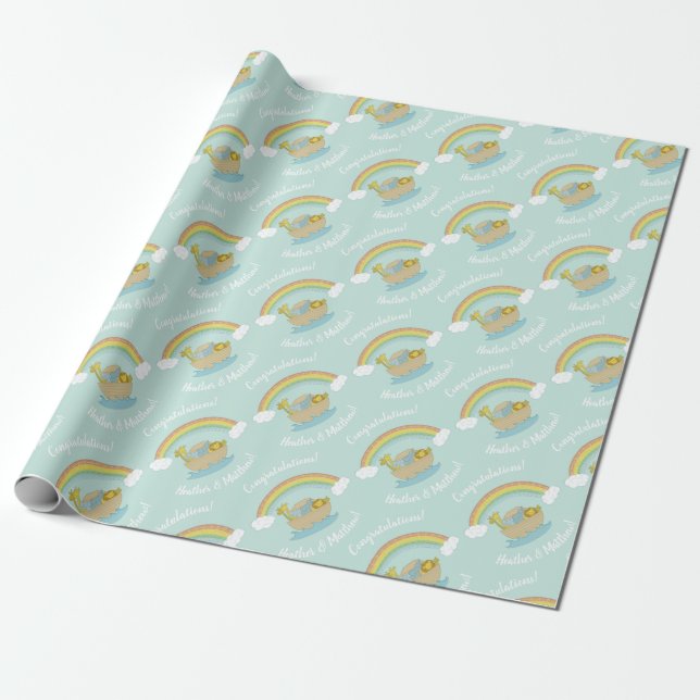 Papel De Regalo El Baby Shower Ark Boho de Noah (Desenrollado)