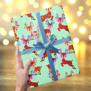 Papel De Regalo El baile de los renos saltando adorable