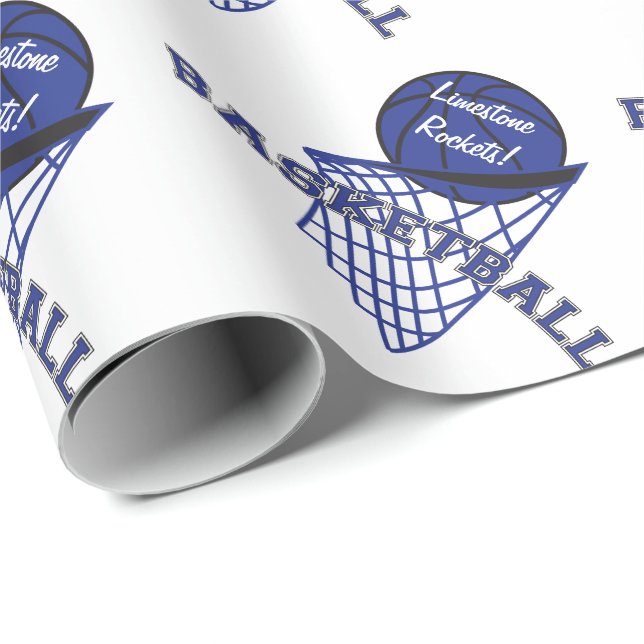 Papel De Regalo El baloncesto azul marino personaliza (Esquina del rollo)
