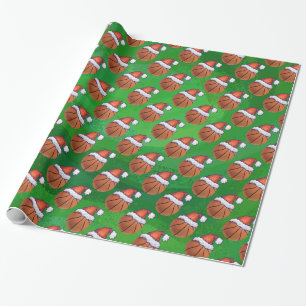 Papel De Regalo El baloncesto de Santa Hat en Green