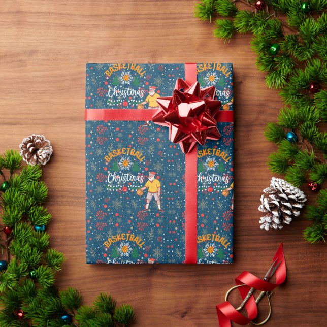 Papel De Regalo El baloncesto Santa Claus está jugando con Navidad (Regalo de vacaciones)